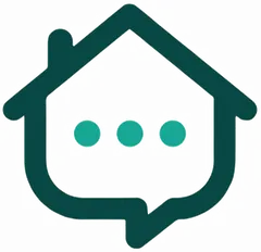 Pactrow logo, a house shaped like a speech bubble